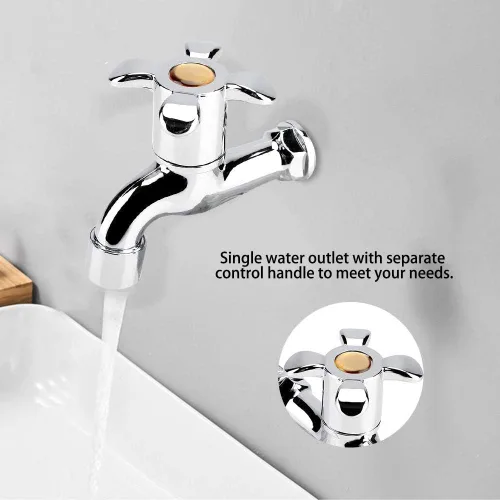 Miniatura 8 de Grifo de lavadora – Grifo de agua para lavabo con un solo mango de boquilla para fregaderos KItchen baño bañera (mango de 4 flores)