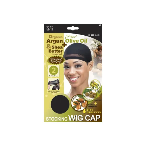 Gorra de peluca orgánica (aceite de oliva, producto tratado con aceite de árbol de té) color negro, 2 piezas