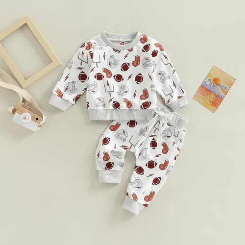 Miniatura 4 de Conjunto de 2 piezas de ropa de otoño e invierno de punto gofre, sudadera de manga larga y pantalones
