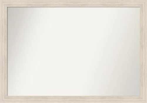 Miniatura 333 de Amanti Art Espejo de baño blanco para sobre el fregadero, 30 x 35 pulgadas, espejo de tocador rectangular estrecho de Eva de oro blanco, marco