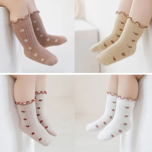 Miniatura 6 de WATOCHE Calcetines para bebés y niñas pequeñas con volantes, calcetines de vestir con volantes, calcetines antideslizantes para bebés, calcetines