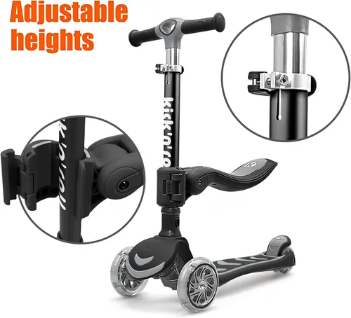 Miniatura 8 de Kicknroll Scooter de 3 ruedas para niños de 3 a 12 años con ruedas iluminadas, diseño plegable, altura ajustable, cubierta extra ancha