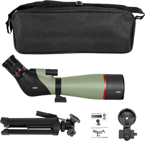 Miniatura 6 de Gosky 20-60X80 HD Telescopio Terrestre de Enfoque Dual, Prisma BAK4 Ocular Angular de 45 Grados con Trípode, Adaptador para Smartphone, Telescopio