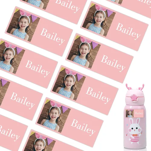 Miniatura 17 de 78 etiquetas personalizadas para niños con fotos impermeables, etiquetas de nombre personalizadas para suministros escolares, guardería, botellas