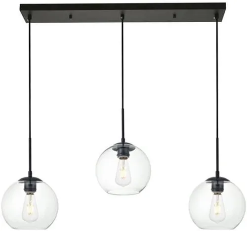 Miniatura 3 de Elegant Lighting Living District Baxter - Colgante de metal con 3 luces, acabado negro y transparente