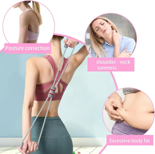 Miniatura 5 de Figura 8 bandas de resistencia para yoga, fitness, bandas de entrenamiento de resistencia para mujeres con asas para brazos, hombros, entrenamientos