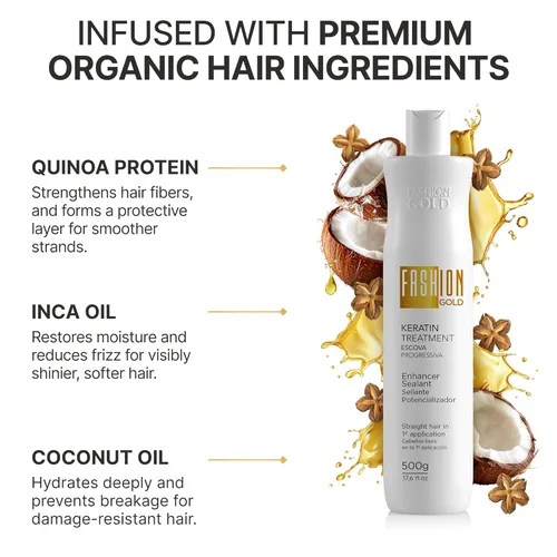 Miniatura 5 de FASHION GOLD Tratamiento capilar de queratina (10 USOS por Botella), Keratina para Alisar el Pelo, Tratamiento de Botox Capilar, Tratamiento