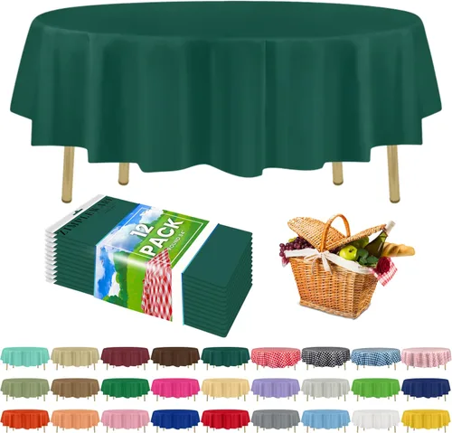 Miniatura 116 de Zimpleware - Mantel redondo de plástico para fiestas de 213 cm (84 pulgadas) de diámetro (paquete de 1, 6 y 12 unidades)