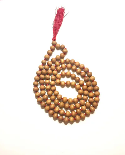 Cuentas de sándalo Mala de 108 + 1 0.315 in, collar de Mala Japa Mala anudadas a mano, cuentas de oración tibetana, cuentas de meditación, collar de
