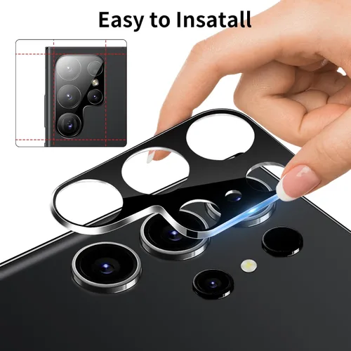 Miniatura 4 de Dengduoduo Paquete de 3 protectores de lente de cámara para Samsung Galaxy S24 Ultra, protector de cámara de vidrio templado 9H, Ultra HD, Todo negro