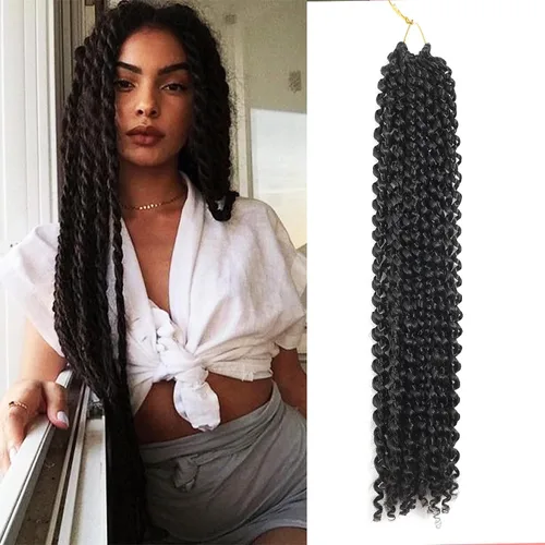 Miniatura 21 de Cabello Passion Twist de 18 pulgadas, 1 paquete de cabello Passion Twist de ganchillo, cabello de ganchillo Water Wave (18 pulgadas (paquete de 1)