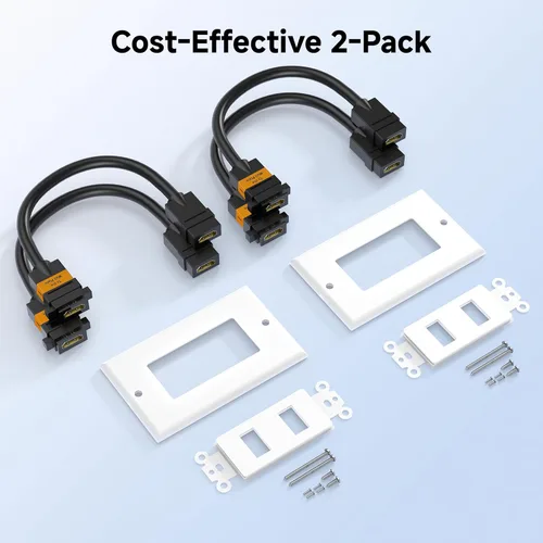 Miniatura 7 de Cable Matters Paquete de 2 placas de pared HDMI de 2 puertos en blanco (soporte de paso 4K UHD, ARC y Ethernet)