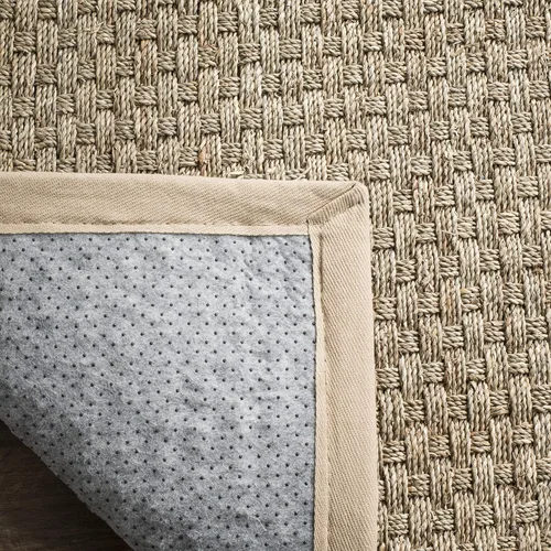 Miniatura 4 de SAFAVIEH Alfombra de Área 10' Cuadrada - Colección de Fibra Natural - Grande - Natural y Beige, Hierba Marina, Patrón de Tejido de Canasta con Borde