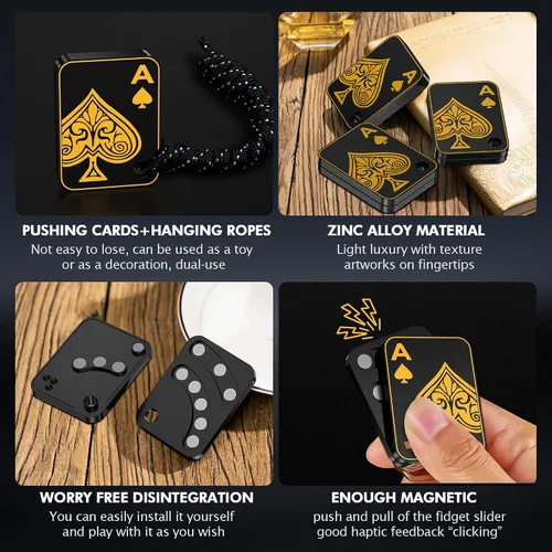Miniatura 6 de Juguetes de metal para adultos EDC Fidget Slider Poker Push Card Juguetes magnéticos para adultos para aliviar la ansiedad y el estrés Autismo TDAH