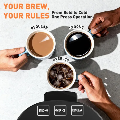 Miniatura 2 de Secura Cafetera de una sola porción K Cup y cafetera molida 2 en 1 con 3 modos de preparación, depósito extraíble y bandeja de goteo, tamaños