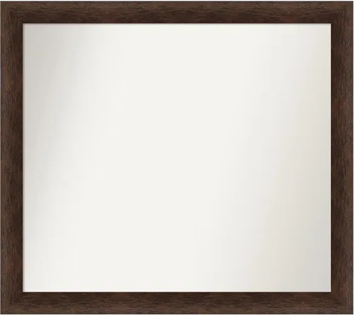 Miniatura 508 de Amanti Art Espejo de pared personalizado no biselado (24 x 27 pulgadas), marco estrecho de nogal chipre - varios tamaños personalizados - Espejo