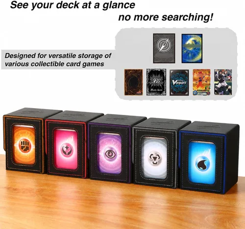 Miniatura 5 de Venssu MTG Caja de Mazos para Exhibición Commander, Caja de Mazos de Cartas que Cabe 100 Cartas con Doble Funda, Caja de Almacenamiento de Cartas