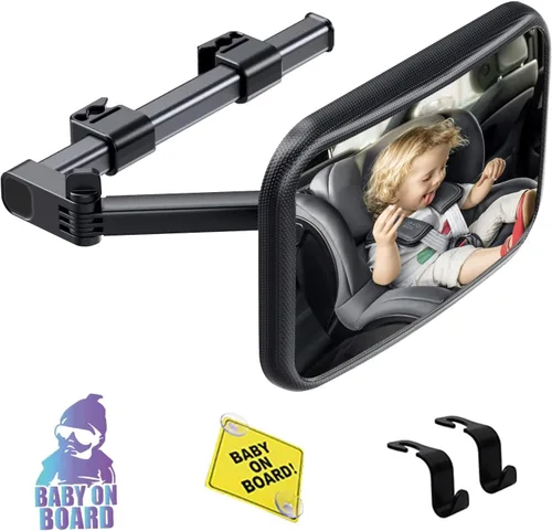Espejo de automóvil para bebé, orientado hacia atrás, espejo ajustable de seguridad para asiento de automóvil para bebé, monitor de cámara