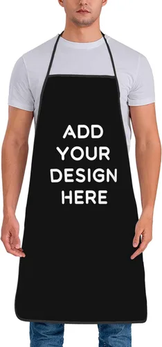 OHORTEB Delantal con logotipo personalizado con foto, delantal de cocina personalizado para cocinero, delantal impermeable de cocina con texto