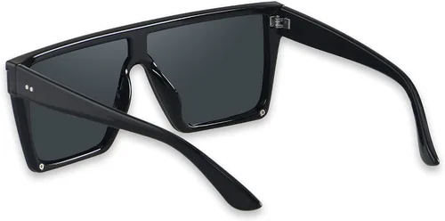 Miniatura 2 de LYZOIT Gafas de sol cuadradas de gran tamaño para mujeres y hombres con parte superior plana escudo de moda protección UV grande sin montura