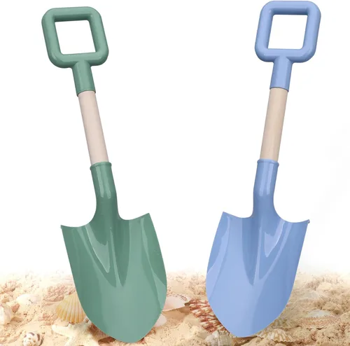 Dilabnba Palas de arena para niños de 16 pulgadas/15.7 in, herramienta de jardinería, mango de madera resistente, pala de plástico ABS, pala de Verde