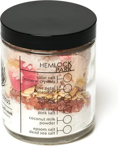 Miniatura 4 de Hemlock Park Crema de baño de leche de coco y lavanda Leche de coco botánica, botánicos, sal del mar muerto, sal de Epsom y sal mineral rosa