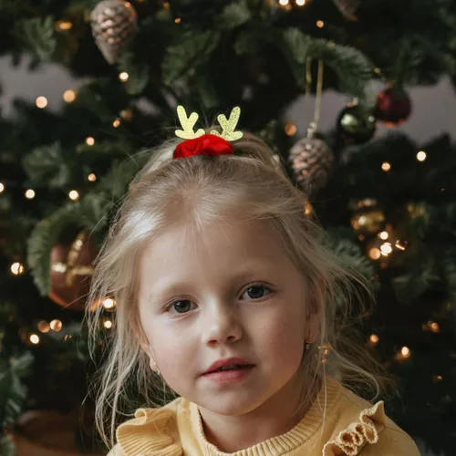 Miniatura 3 de 3 unidades de coleteros navideños de seda, lazos elásticos navideños con astas de alce navideño, suaves bandas elásticas para el cabello, lazos