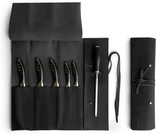 Miniatura 12 de Estuche de cuero rústico para cuchillos, bolsa duradera para cuchillos de chef para chefs profesionales, bolsa de rollo de cuchillos, funda