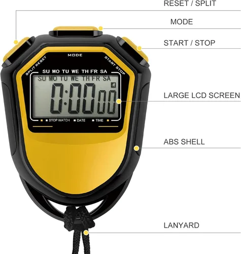Miniatura 4 de mewmewcat Cronómetro impermeable digital LCD temporizador cronógrafo deportivo con correa para natación, correr, entrenamiento de fútbol, cronómetro