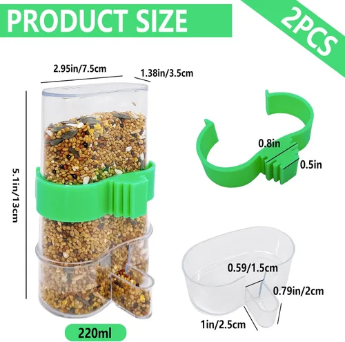 Miniatura 2 de Dispensador automático de agua para pájaros, comedero de agua de loro, contenedor de alimentos de semillas de pájaros, bebedero de periquitos