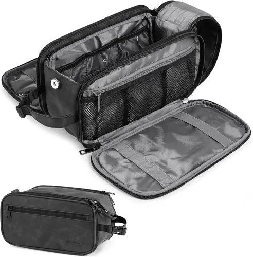PAVILIA Neceser para hombres y mujeres, bolsa de viaje, estuche organizador de artículos de tocador, artículos esenciales de viaje, kit de afeitado,