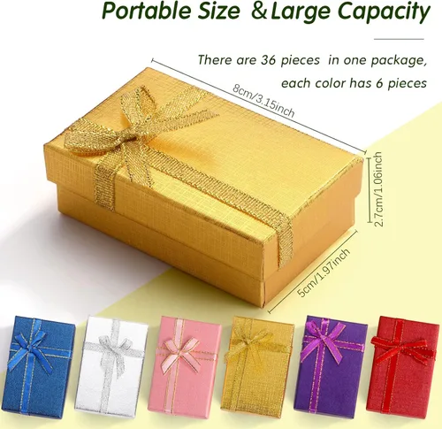 Miniatura 3 de Marspark Cajas de regalo pequeñas de joyería, caja de regalo vacía a granel con lazos, collares, pulseras, cajas de embalaje para cumpleaños, bodas