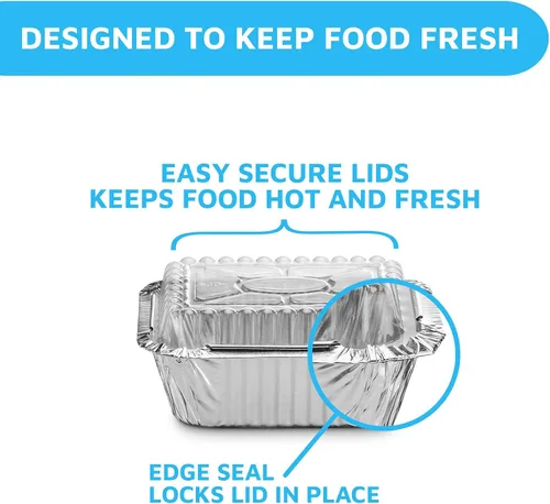 Miniatura 5 de MontoPack Bandejas Desechables para Llevar con Tapas Transparentes Recipientes de Alimentos de Papel de Aluminio con Capacidad de 1 lb con Sello