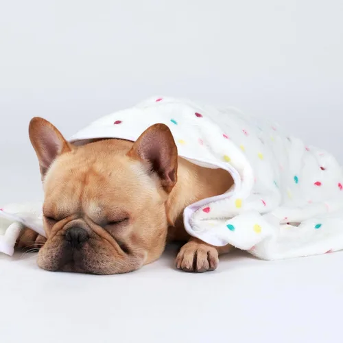 Miniatura 5 de 1 paquete de 3 mantas súper suaves con patrón de puntos para mascotas, manta de franela para perro, cachorro, gato, beige, marrón/rosa, talla S
