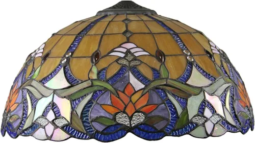 Pantalla de lámpara barroca de 16 pulgadas de repuesto solamente, pantalla de vidrio de colores estilo Tiffany, pantallas retro hechas a mano,