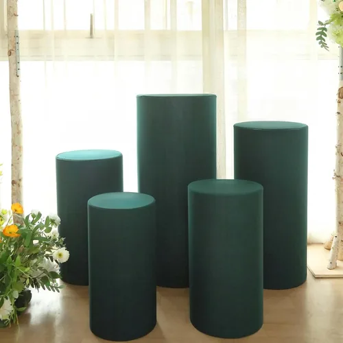 Miniatura 29 de Efavormart - Juego de 5 fundas de soporte para caja de exhibición cilíndrica de elastano, color negro, fundas elásticas para pilar de pedestal, 160