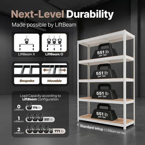 Miniatura 8 de HOMEDANT House Unidad de Estantería de Metal Laminado de 5 Niveles Estante de Almacenamiento Ajustable Rack Utilitario Estantes de Servicio Pesado