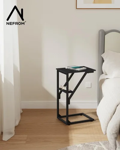 Miniatura 6 de Mesa auxiliar en forma de C, mesa auxiliar de sofá pequeño, mesa de bandeja de sofá para sala de estar, dormitorio, mesita de noche ET-D-BK1