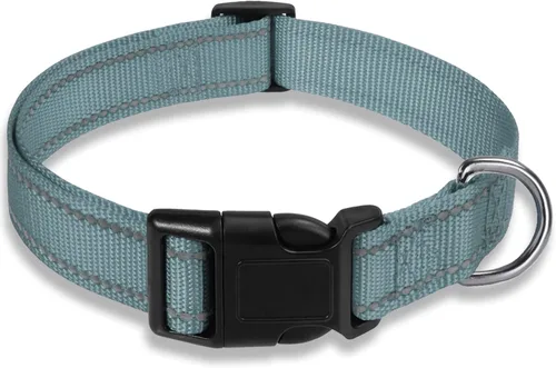 Miniatura 16 de Collar reflectante para perros con hebilla ajustable de nailon de seguridad para perros pequeños, medianos y grandes, azul M Azul-cielo