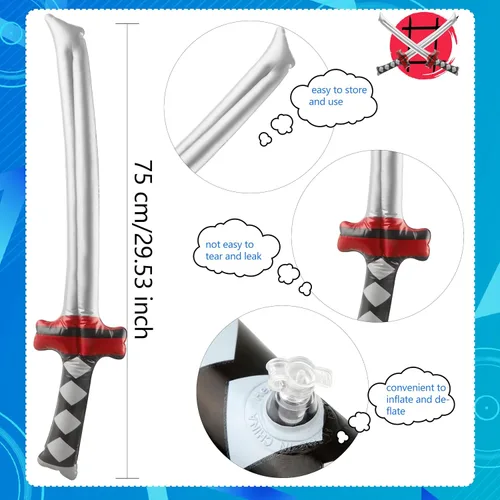 Miniatura 2 de Paquete de 30 armas inflables de 30 pulgadas de ninja katana de samurái, armas inflables para niños, Halloween, piscina, suministros de fiesta