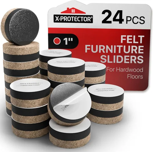 Miniatura 8 de Deslizadores de muebles de fieltro para pisos de madera dura, 24 deslizadores de muebles de 2 1/2 pulgadas, deslizadores de fieltro resistentes