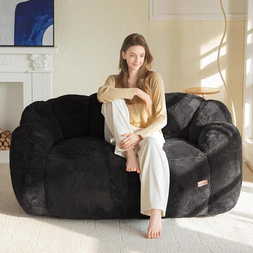 Miniatura 10 de MAXYOYO Puf para adultos, sofá puff en forma de floral, sofá de piel sintética ultrasuave, silla de lectura grande para sala de estar, dormitorio