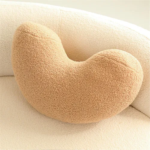 Miniatura 2 de Almohada de suelo irregular con diseño de flores, cojín decorativo para sofá, almohada de lectura para automóvil (café con leche, 19.6 pulgadas)