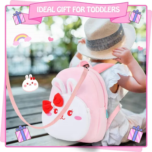 Miniatura 6 de Mochila pequeña de felpa con correa para el pecho para niños pequeños y niñas con correa para el pecho