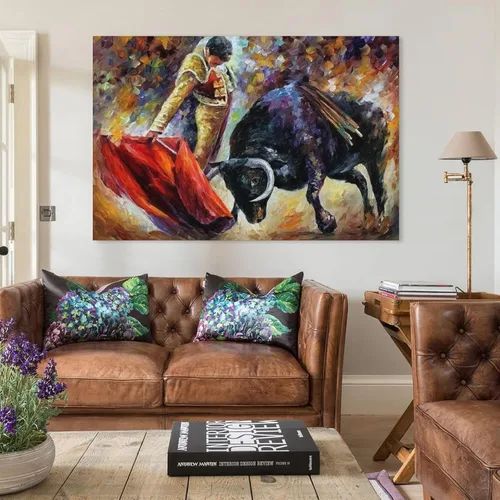 Miniatura 3 de Pintura artística de pared taurina española, decoración del hogar, pintura al óleo sobre lienzo, póster y arte de pared, impresión moderna