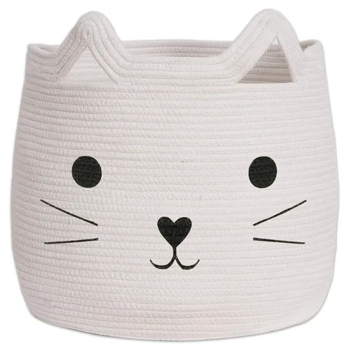 Miniatura 17 de VK VK·LIVING Cesta Grande de Juguetes para Gatos con Asas 15" L x 14" H Caja de Juguetes de Cuerda de Algodón con Diseño de Gato Negro, Cesta