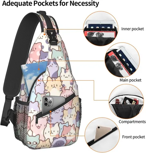 Miniatura 4 de Divertida mochila con diseño de gato, para el pecho de gato, bolsa cruzada de hombro para hombres, mujeres, niños y niñas