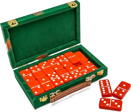 Bello Games New York, Inc. Fashion Avenue - Juego de dominó de torneo de tamaño jumbo con ruedas en una funda de terciopelo verde
