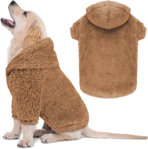Miniatura 14 de Suéteres de vellón y sherpa para perros pequeños, mullidos, suaves, de doble cara, afelpados, con capucha, negro, XS