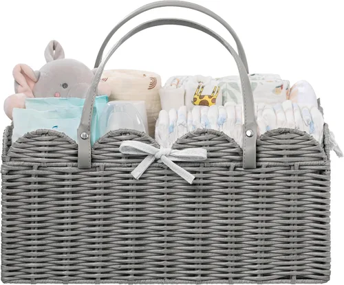 Miniatura 14 de HBlife Organizador grande de pañales para bebé, cestas de almacenamiento de cuerda de papel, contenedor de guardería con divisor extraíble